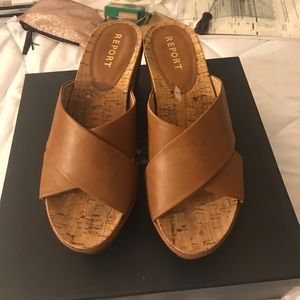 Tan platform sandals